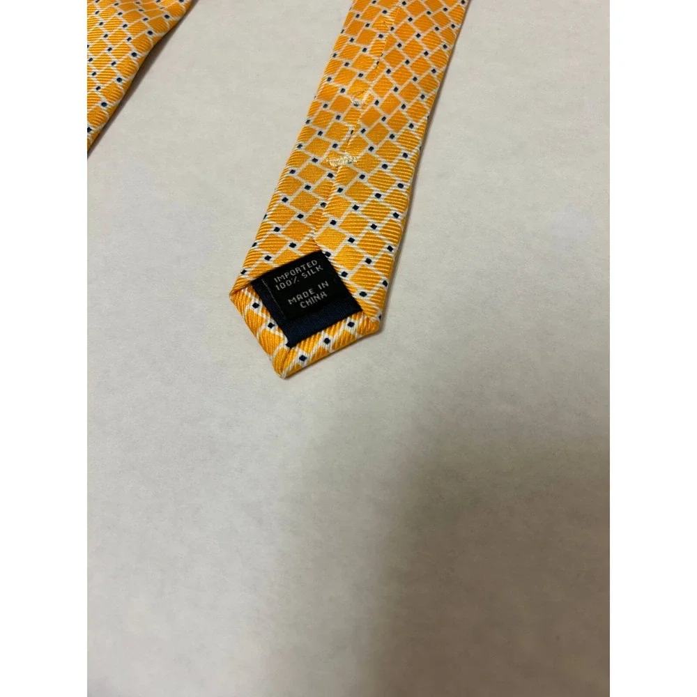 Jos. A. Bank Necktie Mens One‎ Size Yellow 100% Silk Square Geometric Designer